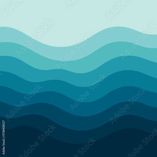 Layered waves in gradient blue tones creating a serene ocean pattern