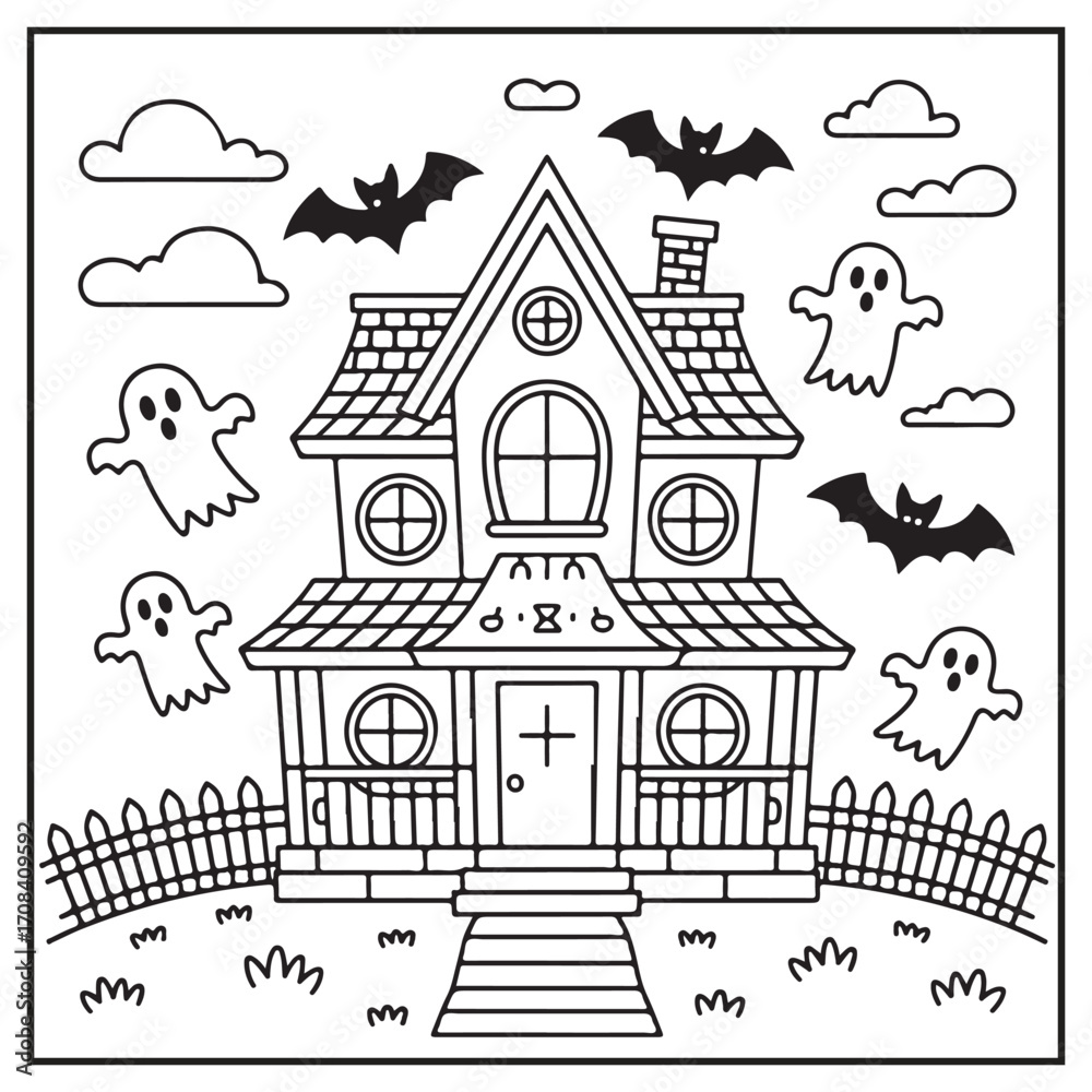 Fototapeta premium House Spooky Coloring Pages