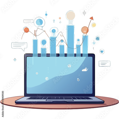 Laptop analysis business growth chart data graph infographic marketing online presentation report statistics