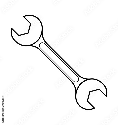 Spanner on a blank background: A meticulously rendered illustration showcasing a gleaming, metal spanner, highlighting its ergonomic design and essential function. 
