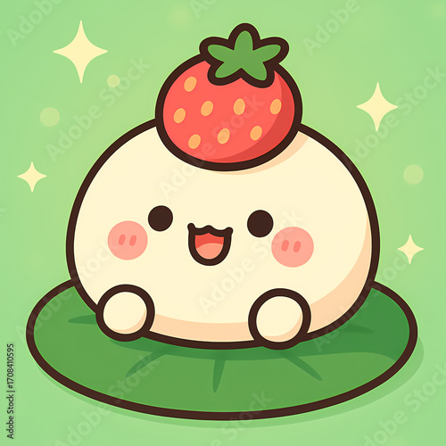 Wallpaper Mural strawberry mochi cute cartoon character Torontodigital.ca