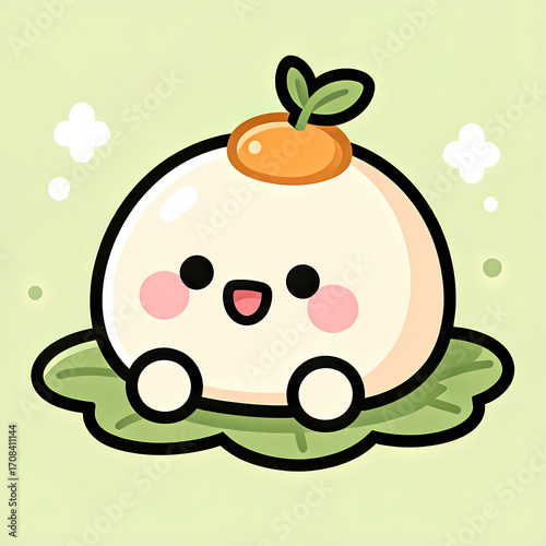 Wallpaper Mural cute orange mochi dessert character illustration Torontodigital.ca
