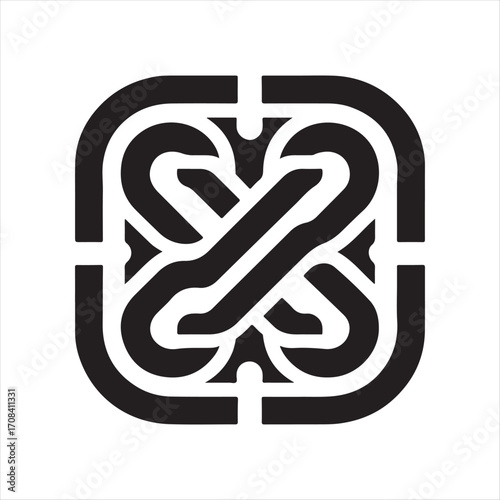 Blockchain chain link icon vector silhouette outline logo design concept illustration