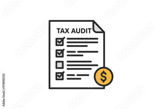 Tax Audit Checklist Icon Illustrating Financial Assessment and Verification for Compliance and Examination Process for Business and Individuals