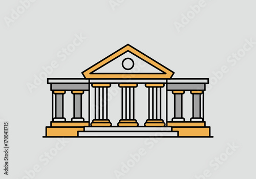 Architectural Marvel A Minimalist Design of a Columned Building for Law, Finance, and Government Projects