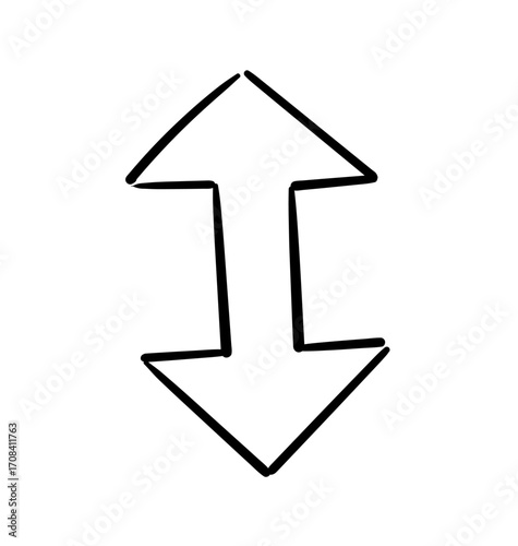 Vertical Arrows: A simple, elegant illustration of two opposing arrows pointing in opposite directions, a powerful visual metaphor for contrasting concepts and directions.