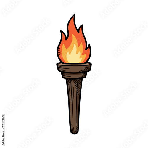 Illuminating the night torch lighting outdoor event celebration vibrant atmosphere upward angle symbol of hope. Vector illustration