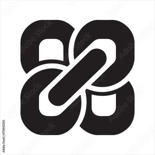 Blockchain chain link icon vector silhouette outline logo design concept illustration