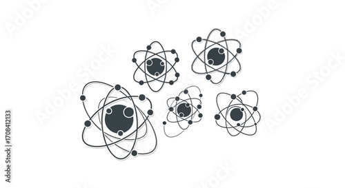 Stylized atomic structures with orbiting electrons representing science and discovery vector