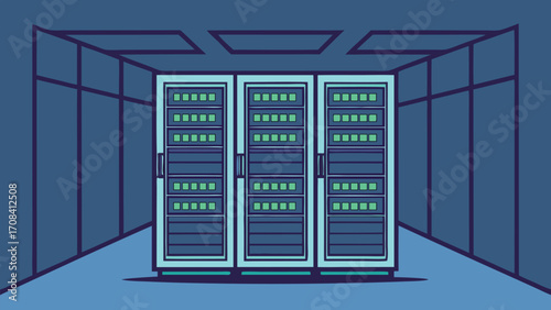 Server Room With Racks of Computers data center servers
