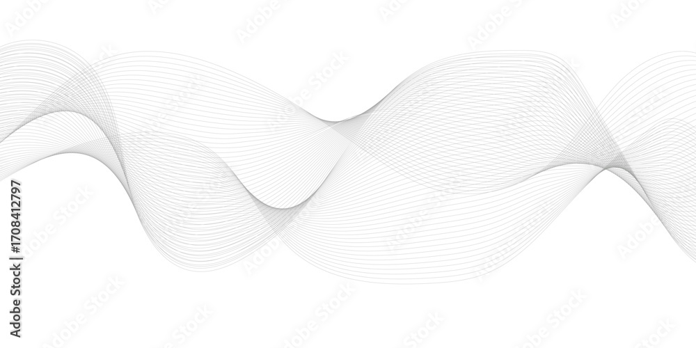 Fototapeta premium Black wave lines created using blend tool. Curved wavy line, smooth stripe.