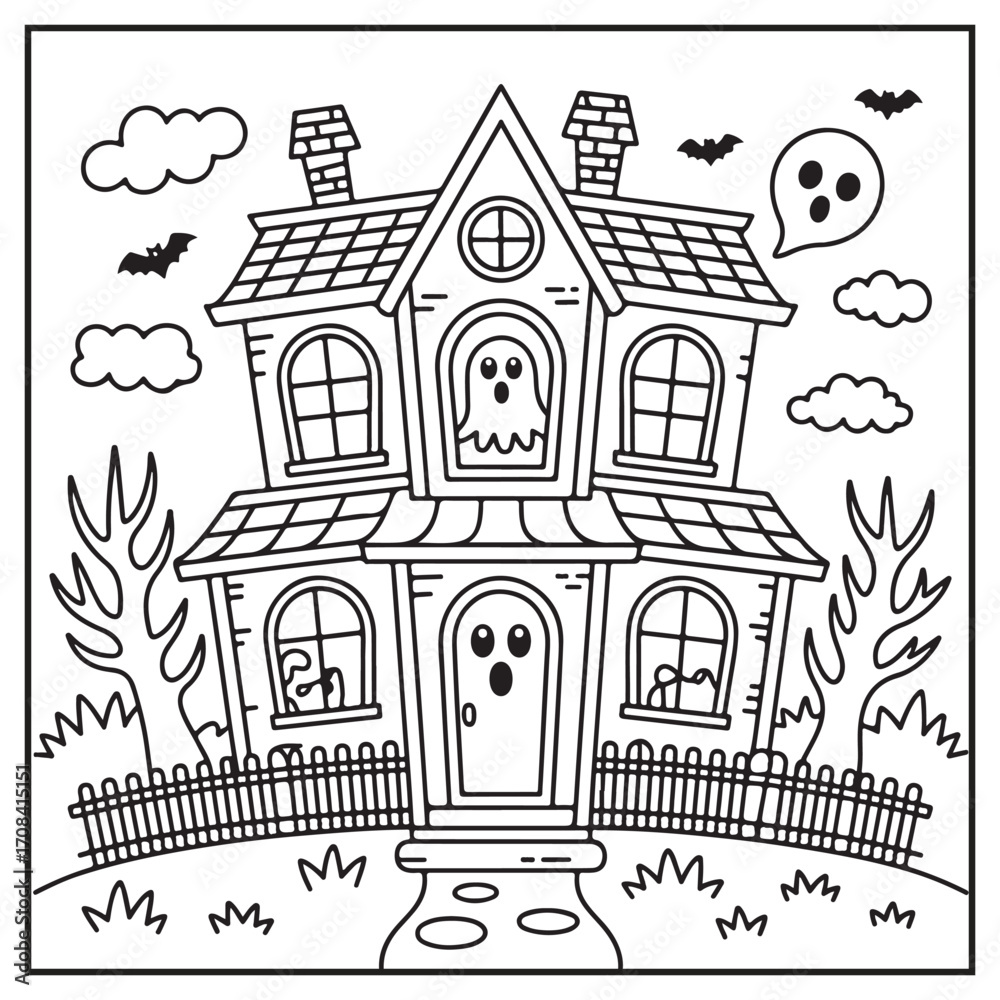Fototapeta premium House Spooky Coloring Pages