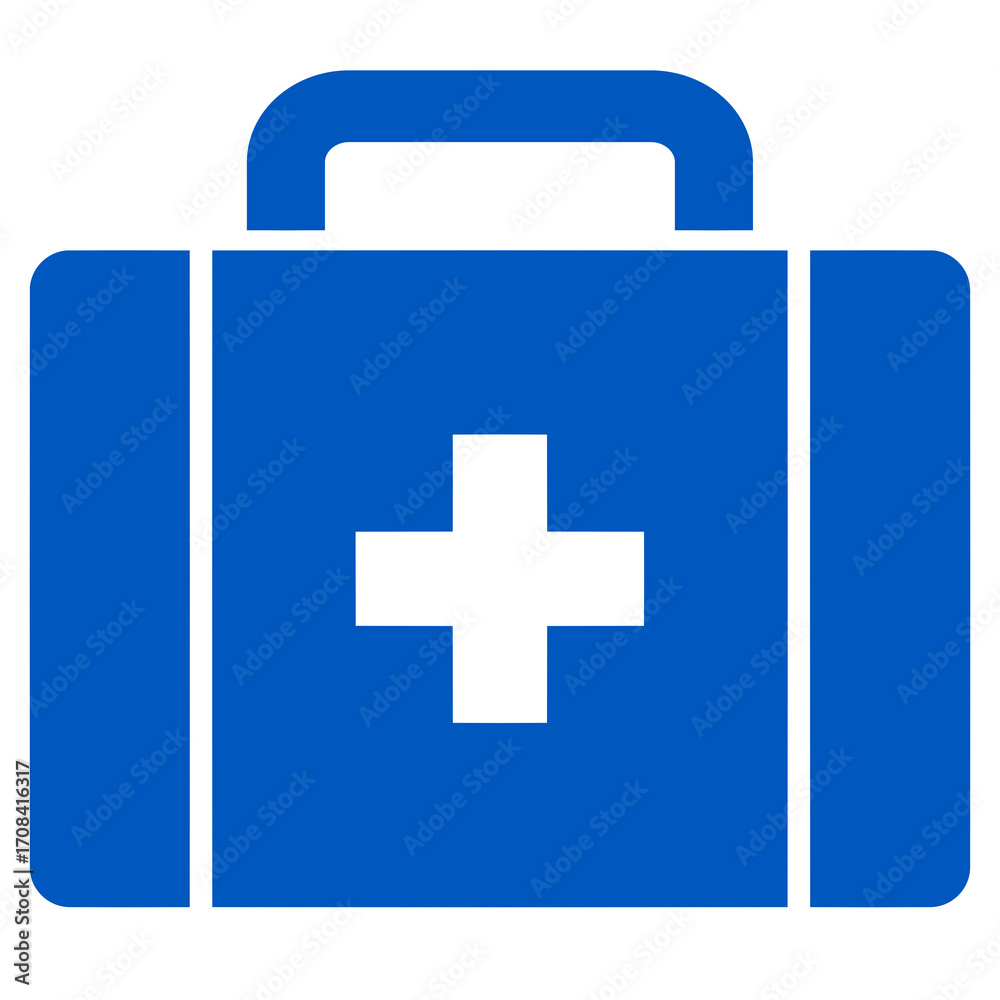 Fototapeta premium blue silhouette medical briefcase icon