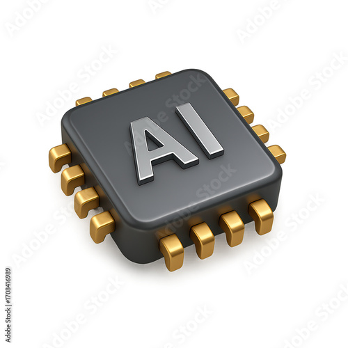 3D icon AI Microchip Processor Technology Concept
