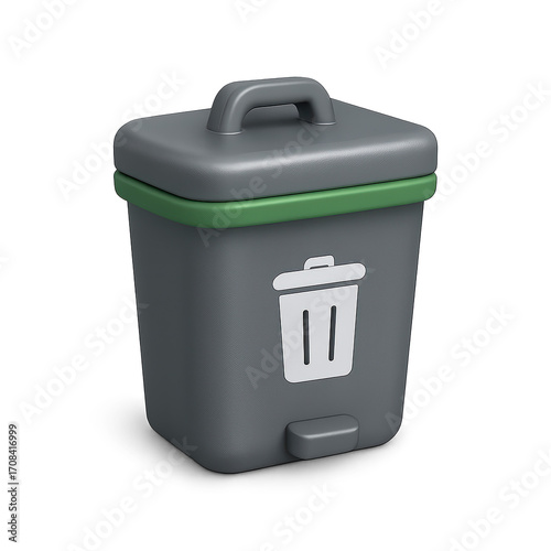 3D icon Gray Trash Can