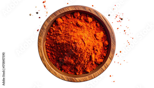 Fototapeta Naklejka Na Ścianę i Meble -  Round wooden bowl of red spice