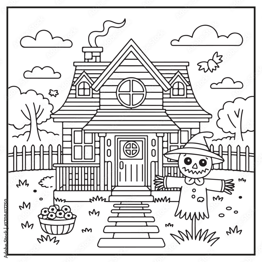 Fototapeta premium House Spooky Coloring Pages