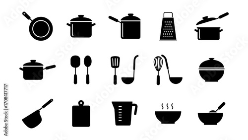 Collection of Kitchen Utensils and Cookware Vector Icons