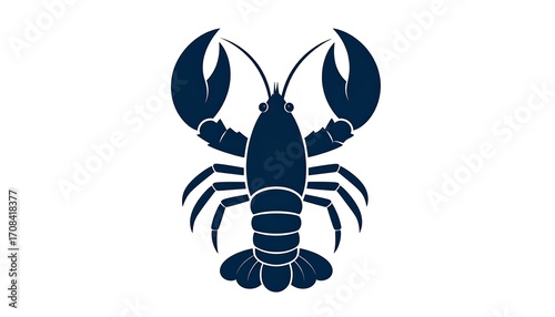 Dark blue lobster silhouette against white background