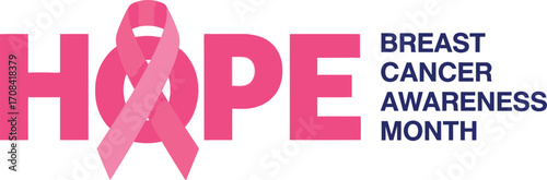 Pink ribbon symbol of hope for breast cancer awareness month