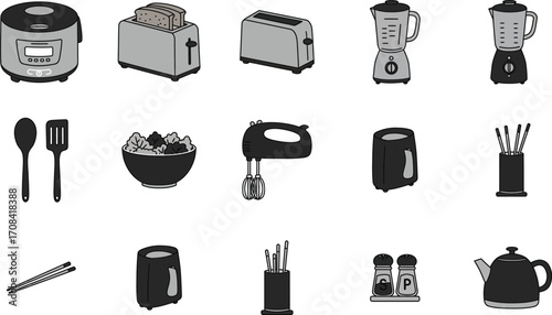 Kitchen Appliances and Utensils Illustrations