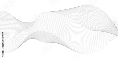 Abstract wave element for design. Digital frequency track equalizer. Stylized line art background. Vector illustration. Wave with lines created using blend tool. Curved wavy line, smooth stripe.