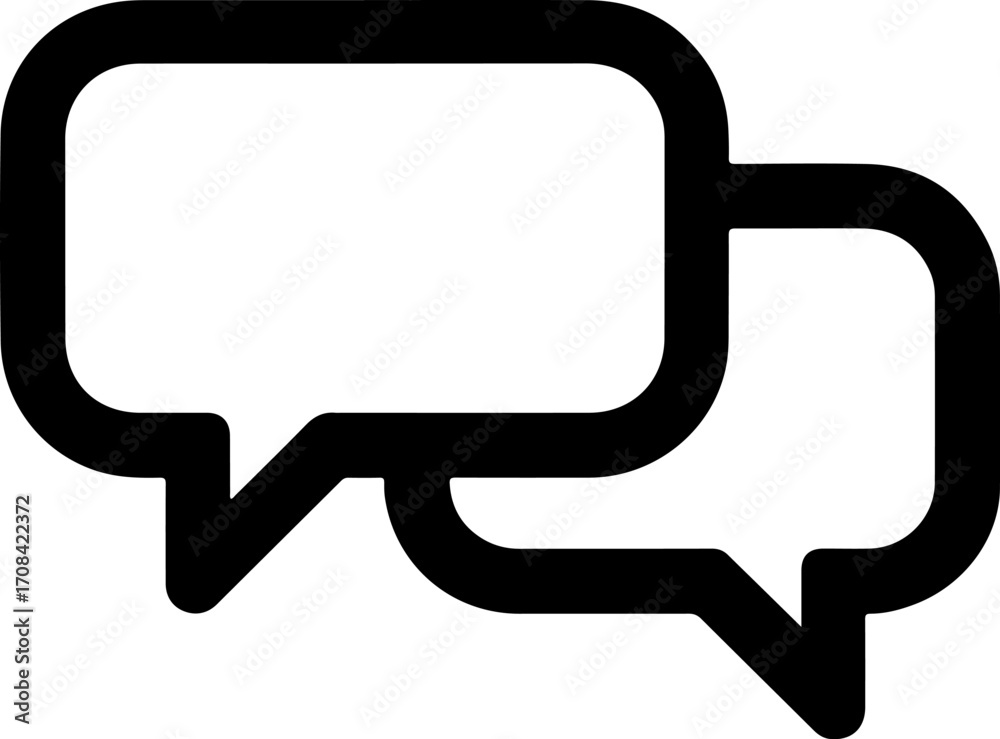 Naklejka premium Two overlapping speech bubbles icon for communication and dialogue