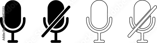 Microphone icons showing mute and unmute status
