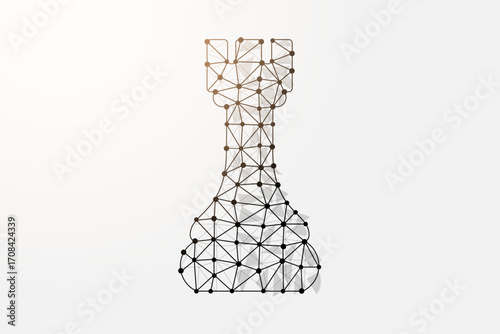 Low poly rook chess piece design representing security and stability