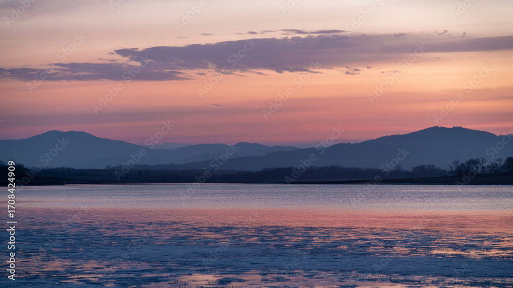 Fototapeta premium glowing softly in the twilght.