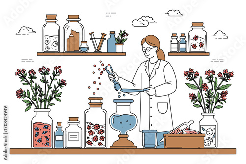 Apothecary Herbal Remedies - Minimalist Vector