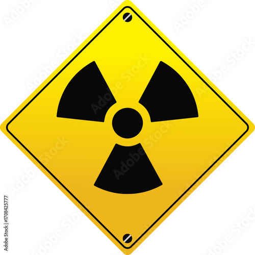 Caution Radiation Hazard Safety Sign in Yellow Gradient Vector Isloated On White Background