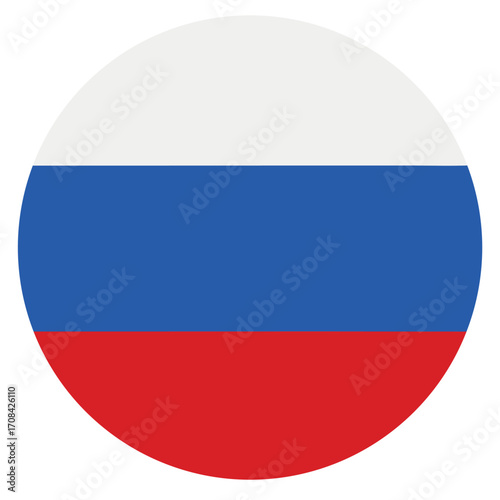 russia country flag icon in a circle, symbol of Russia.