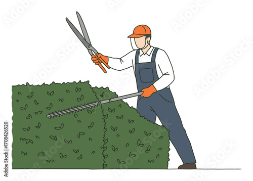 Pleacher Laying Hedges - Minimalist Vector Illustration