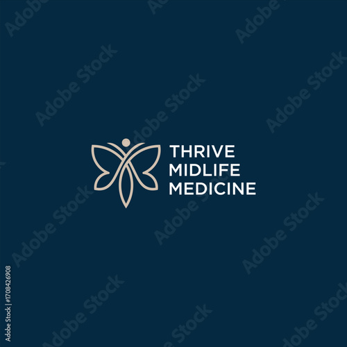 Luxury freedom logo in human and wing butterfly represent humanity or peace