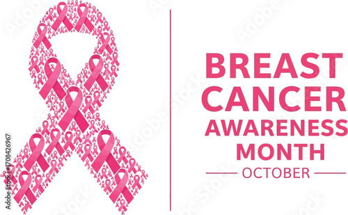Pink ribbon collage symbolizing breast cancer awareness and support during October