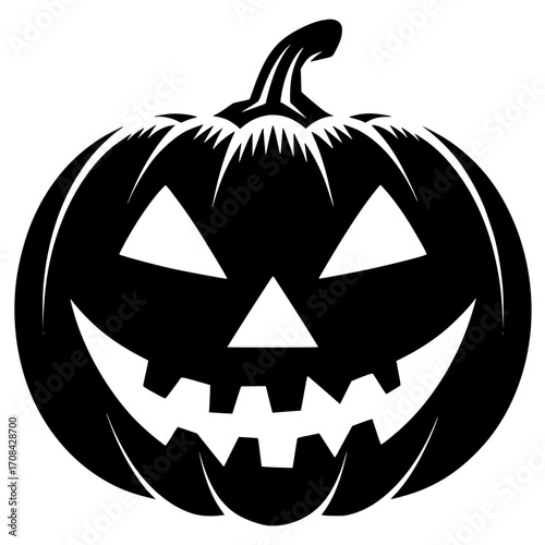 Spooky Halloween pumpkin jack o lantern with a classic grinning face for festive decorations