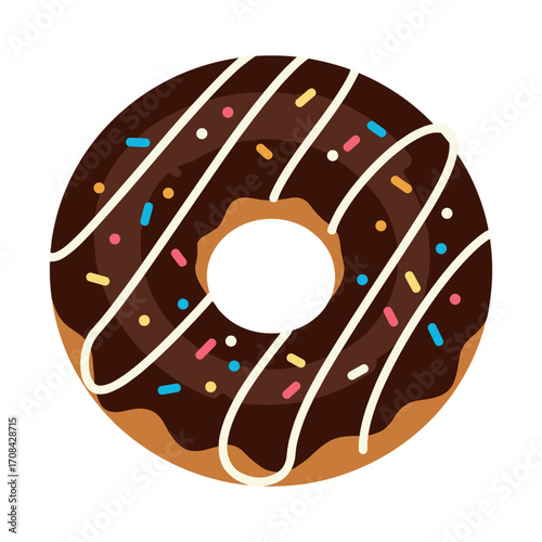 Indulge in delicious chocolate frosted donuts cozy bakery setting top view food photography perfect treat for sweet lovers. Vector illustration