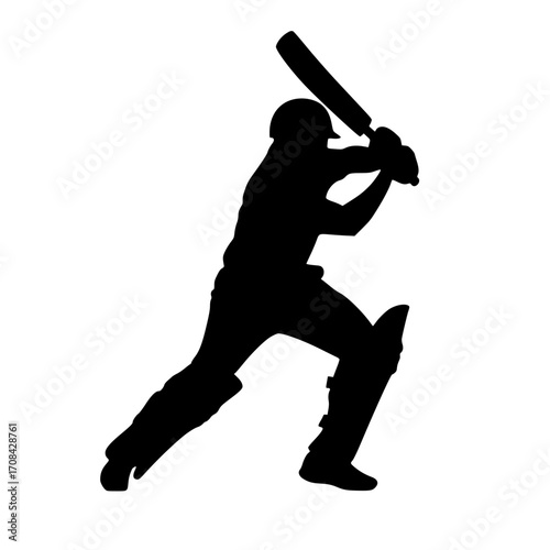 Dynamic cricket batsman poised to strike showcasing athletic power and game intensity.