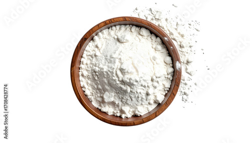 Wooden bowl filled with white flour (1)