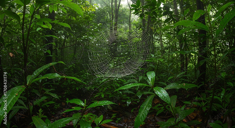 Fototapeta premium Spiderweb in lush rainforest