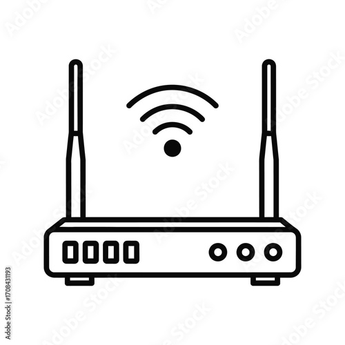 Wireless router isolated on white background modern device for connecting to the internet wifi technology for home or office simple vector icon