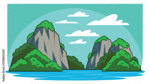 Jagged Limestone Islands Lush Greenery Turquoise Water