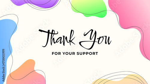 ILLUSTRATION ABSTRACT BACKGROUND GRADIENT COLOR WITH TEXT THANK YOU. TEMPLATE CARD, GREETING CARD DESIGN VECTOR