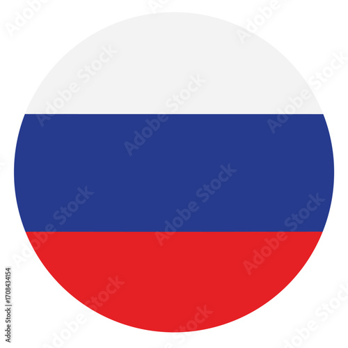 russia country flag icon in a circle, symbol of Russia.