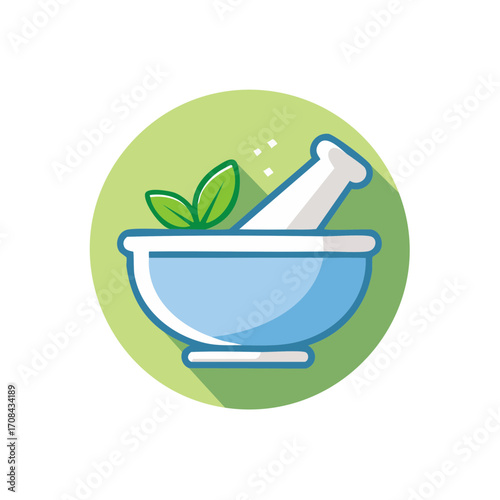 Botanical Mortar and Pestle Icon Design
