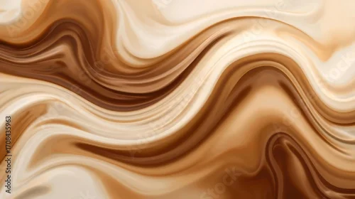 Fototapeta Abstract Coffee Swirl Background – Elegant Brown and Cream Waves for International Coffee Day