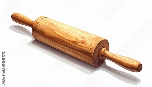 Wooden rolling pin with dual handles.