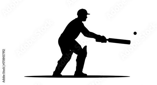 Dynamic silhouette of a cricket batsman powerfully hitting a ball, capturing the thrill of the game.
