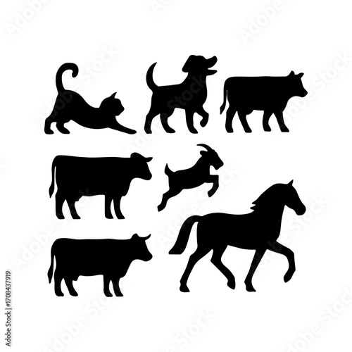 Farm and Pet Animal Silhouettes